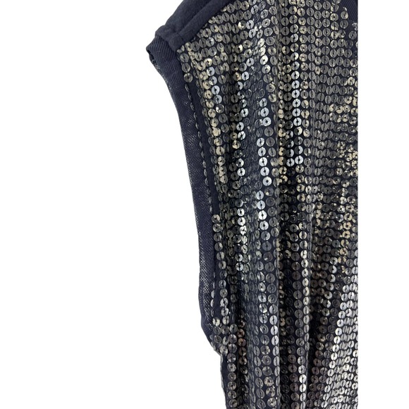 Ann Taylor LOFT Silver Black Short Sleeve Top Round Neck Short Sleeve Sz Large - Picture 4 of 6